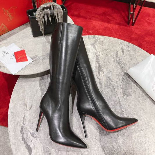 Leather Stiletto Knee-H Boots